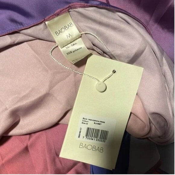 NEW BAOBAB x REVOLVE Providencia Dress Sunset Ombre draped high neck Satin party - Picture 3 of 11